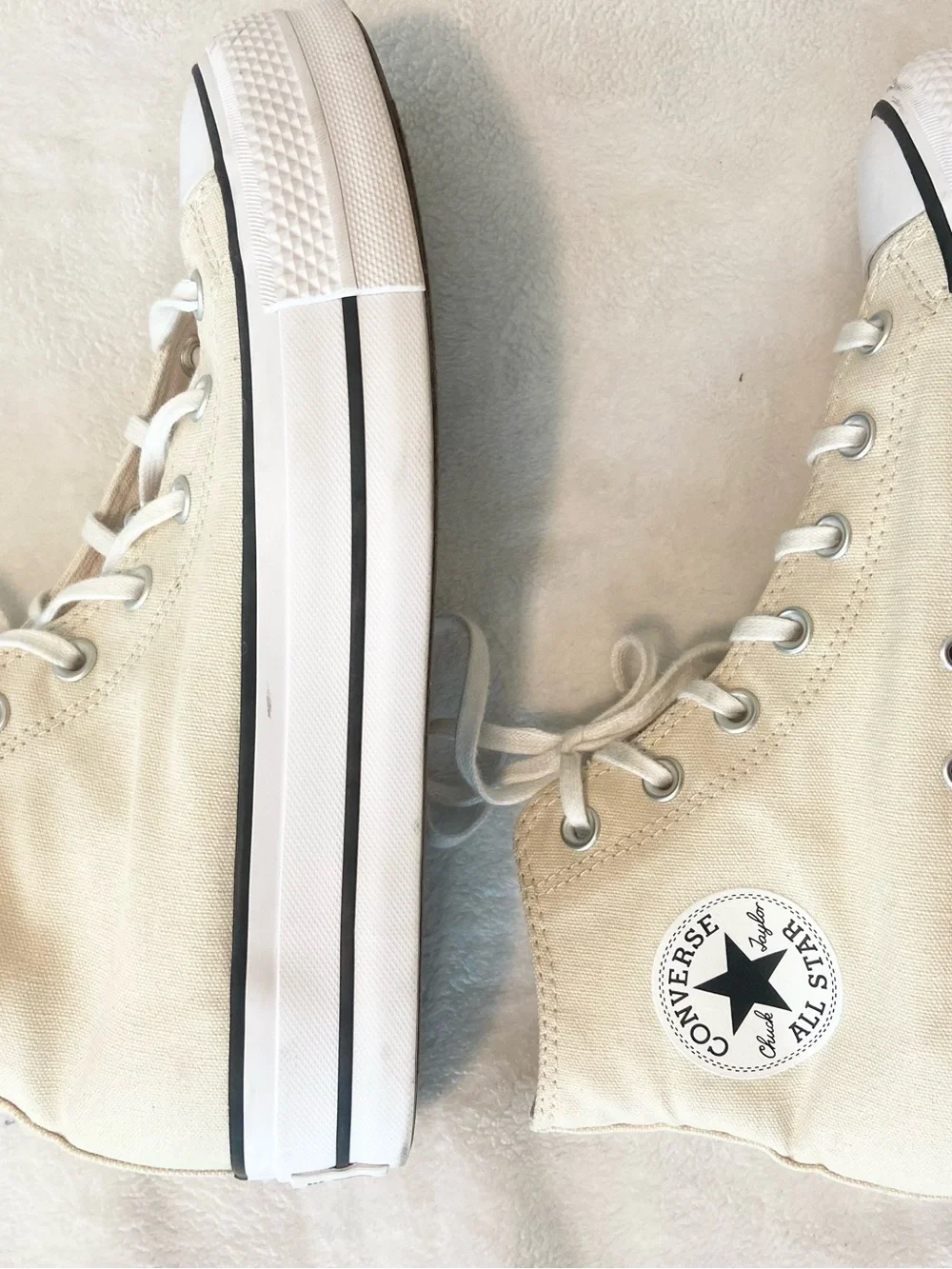 Converse High Top Platform Sneakers Cream